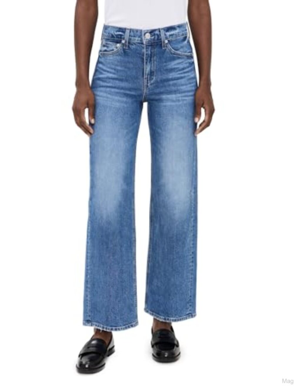 Mid Rise Loose Fit Jeans Low Stretch Denim 5-Pocket Style Full Length